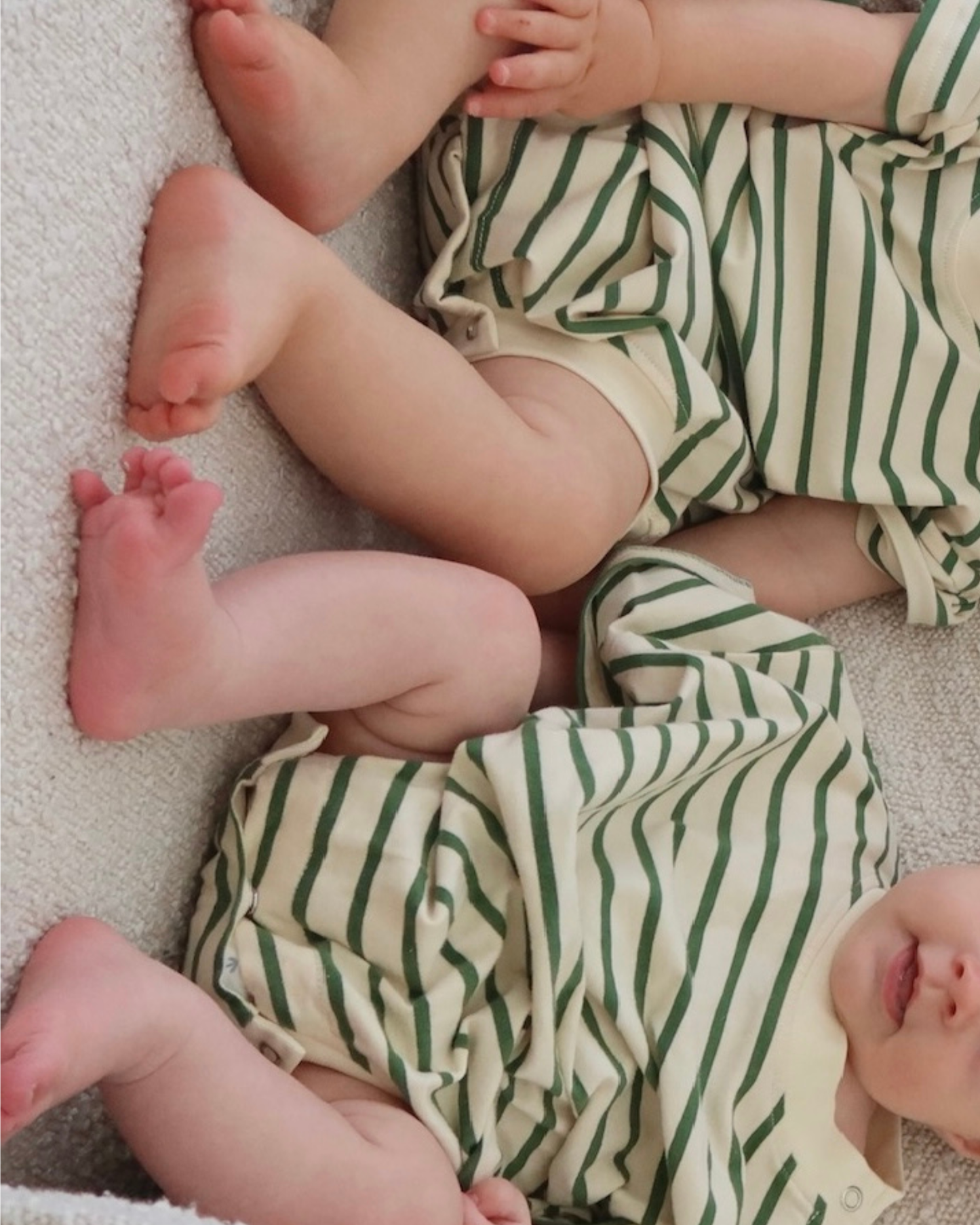 The Willem Romper in Green & Cream Stripe
